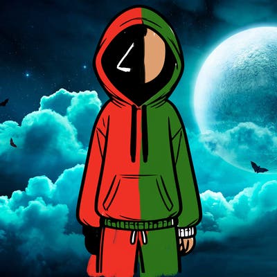 faceless girl in a tracksuit with a hood on and no hair