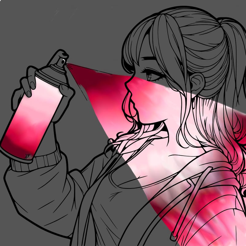 a realistic girl spray, painting
