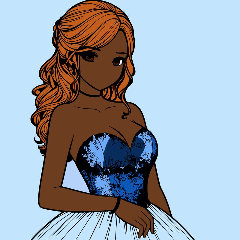 realistic girl in prom dress
