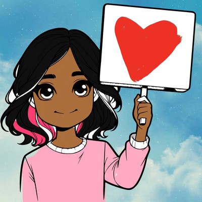 realistic girl holding up a sign