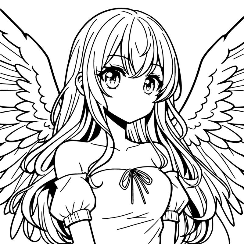manga woman with large wings