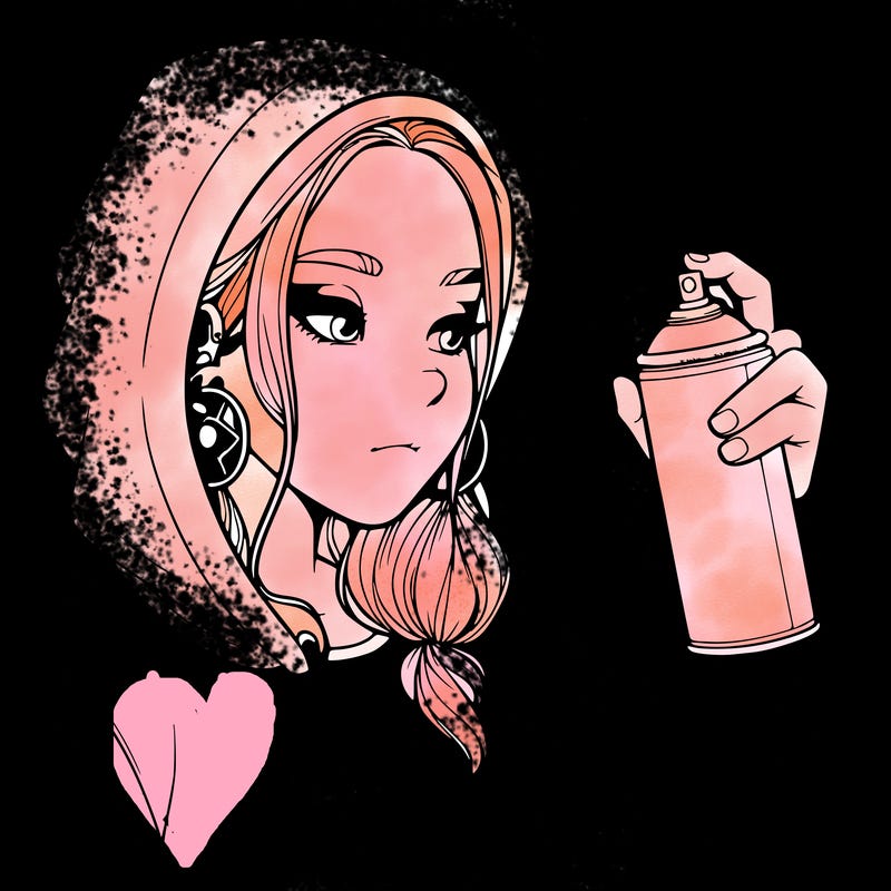 a realistic girl, spray painting