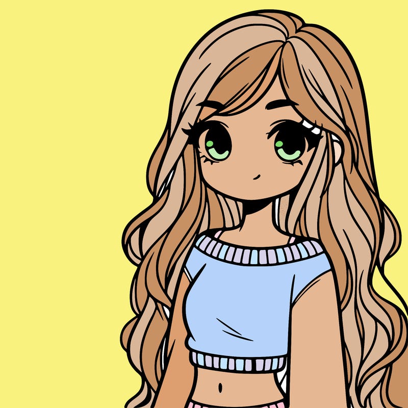 girl with long hair and a crop top with a sweater