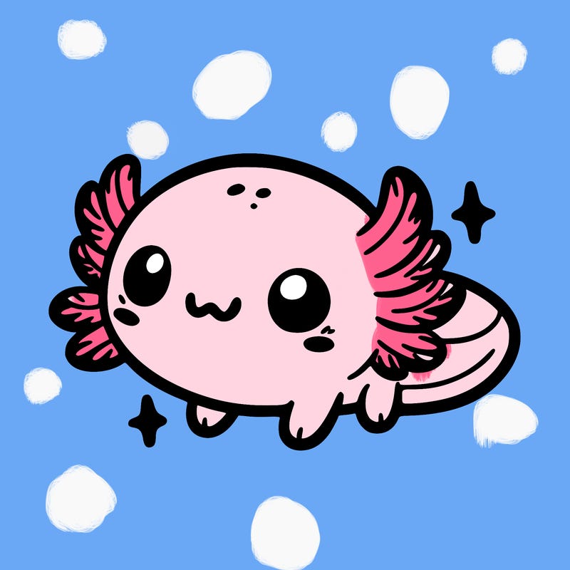 cute easy baby axolotl