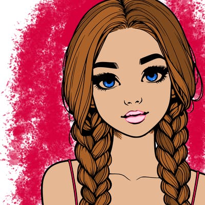 realistic girl with braids