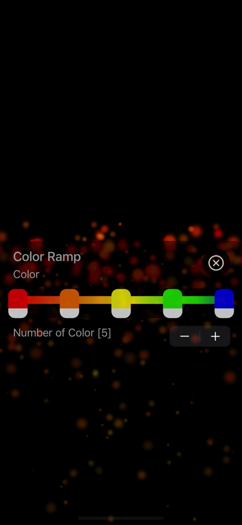レインボーグラデーションのParticle Generatorアプリのカラーランプ設定