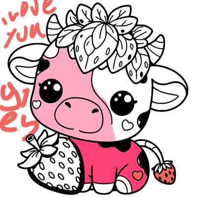 cute strawberry cow
