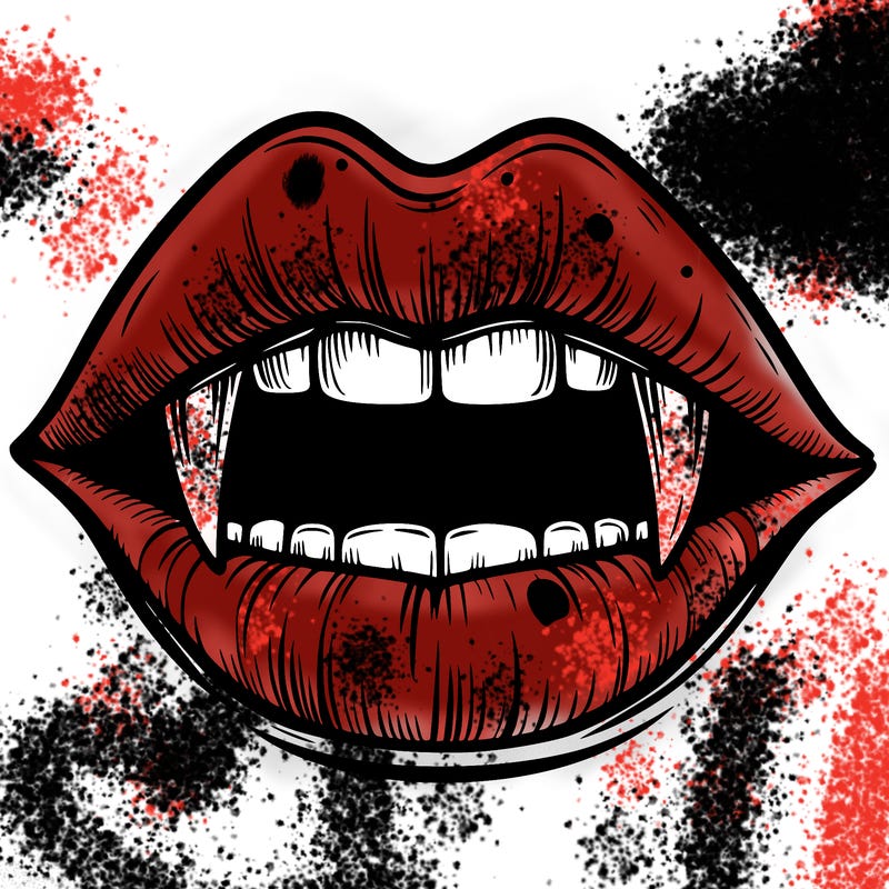 lips with vampire teeth