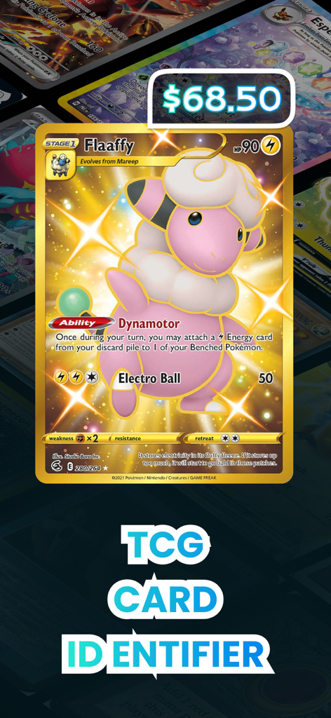 Pokemon card identifier app displaying Flaaffy card price