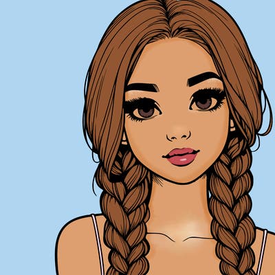 realistic girl with braids