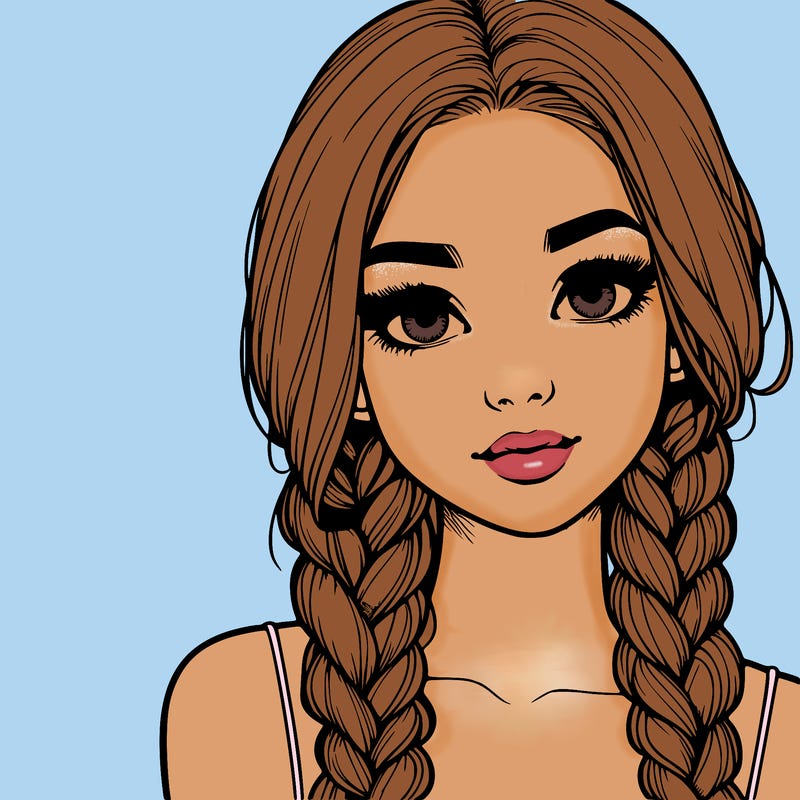 realistic girl with braids