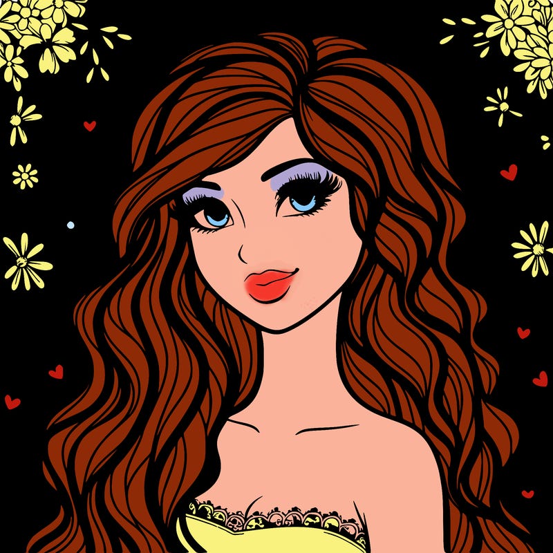 pretty woman with long wavy hair