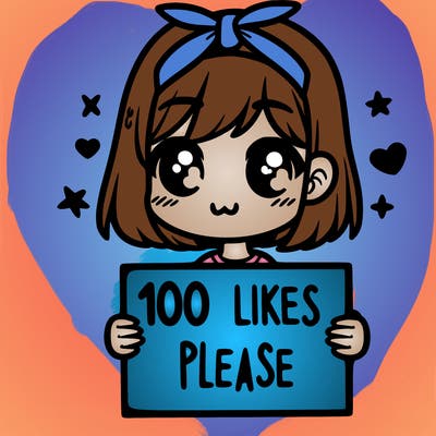 girl holding sign saying 100 likes please