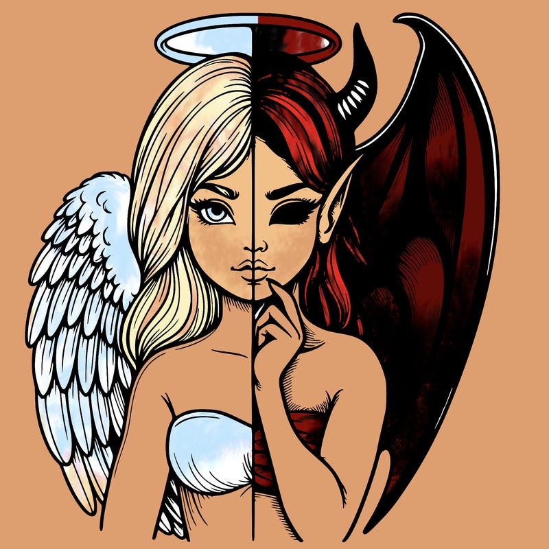 realistic angel half demon