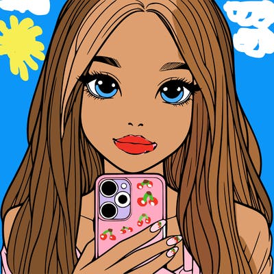 realistic girl with a phone