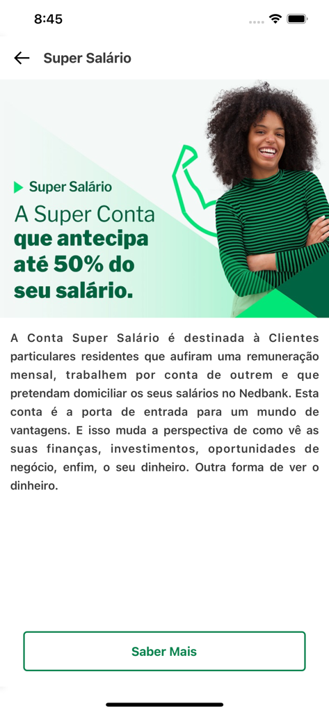 MyUey - A promotional screen in the MyUey app explaining the Super Salario account feature which offers a salary advance