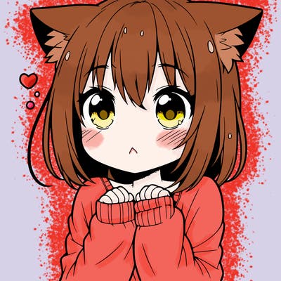 shy anime catgirl