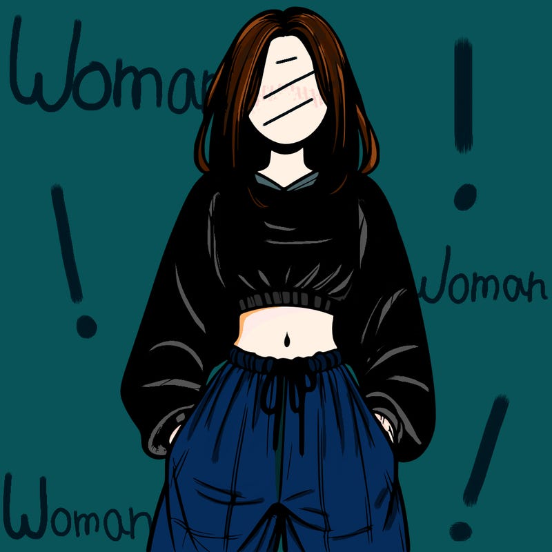 realistic girl faceless with baggy pants and a crop top