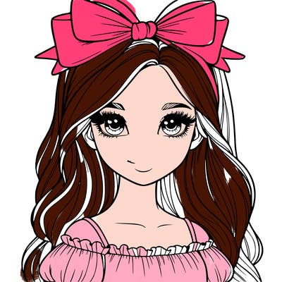 realistic girl with bow on top