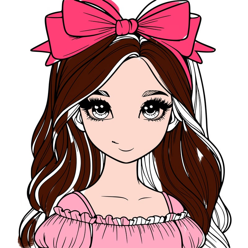 realistic girl with bow on top