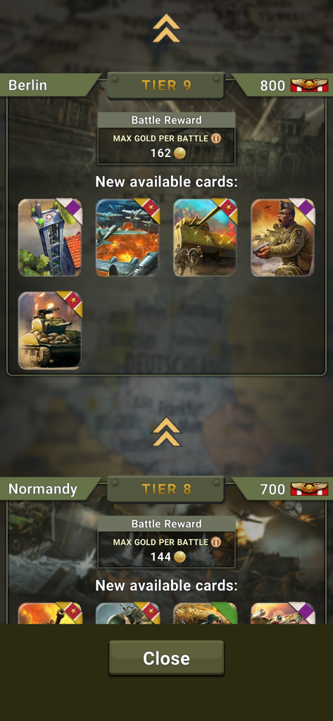 SIEGE: World War II - Siege World War II menu displaying Tier 9 Berlin rewards and available soldier and tank cards