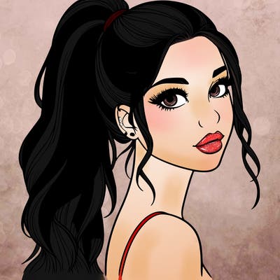 realistic pretty girl with high pony tail