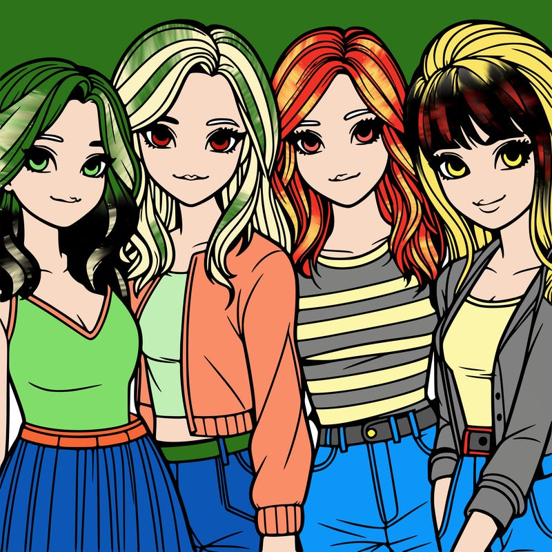 a group of girls realistic