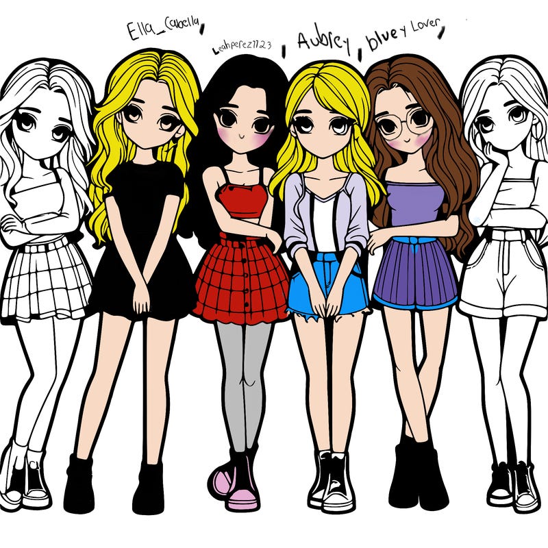 a group of girls realistic