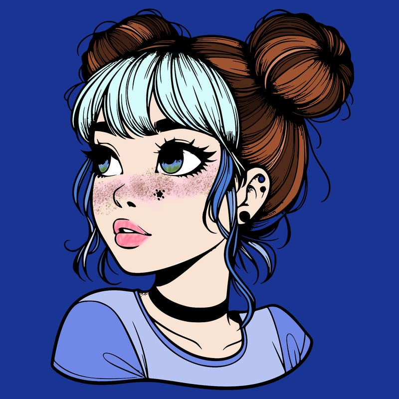 realistic girl with spacebuns