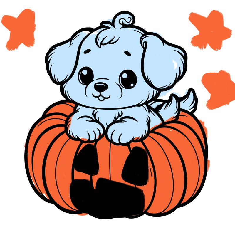 cute little puppy in a pumpkin