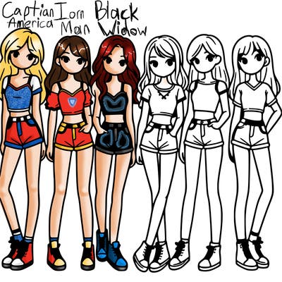 a group of girls wearing crop tops and shorts