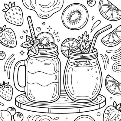 Experience the refreshing joy of fruit smoothies with this vibrant coloring page, thoughtfully designed for seniors. Its large, clear outlines provide an accessible and relaxing coloring activity.
