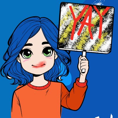 realistic girl holding up a sign