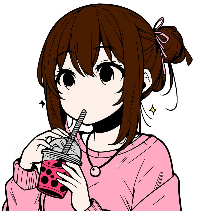 manga character drinking boba