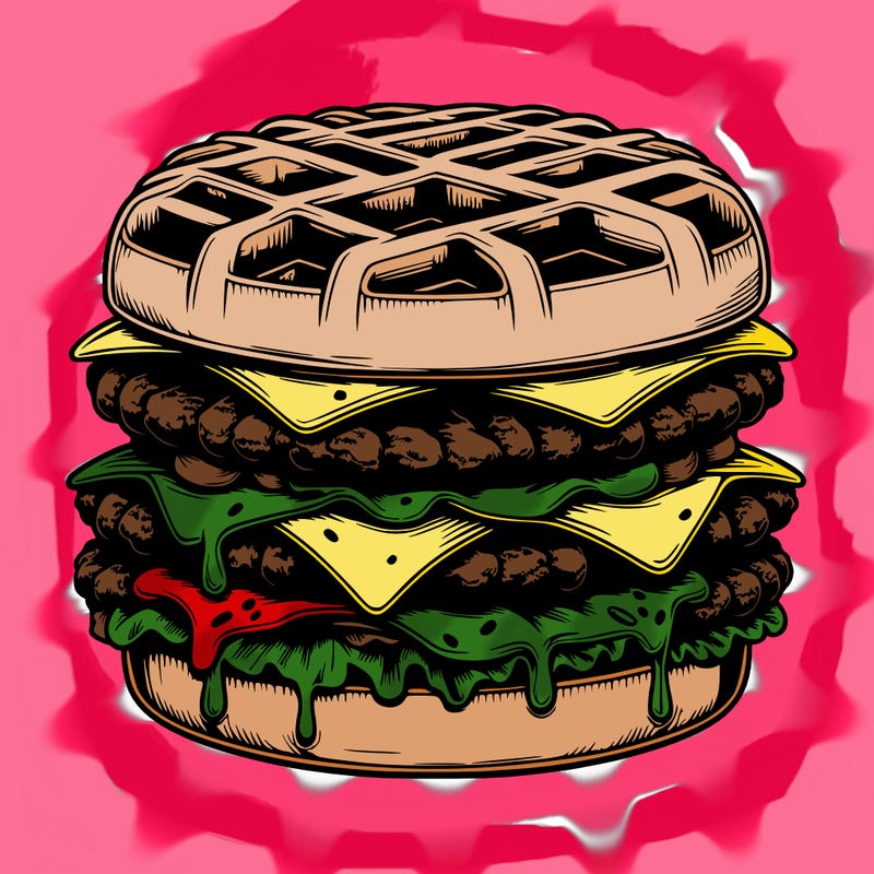 realistic waffle burger