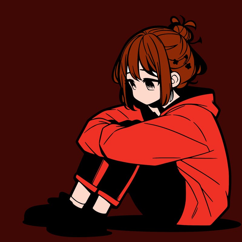 sad anime girl sitting alone