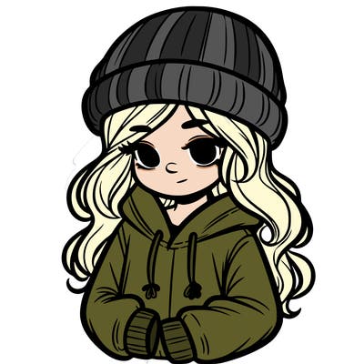 girl in a hat and hoodie