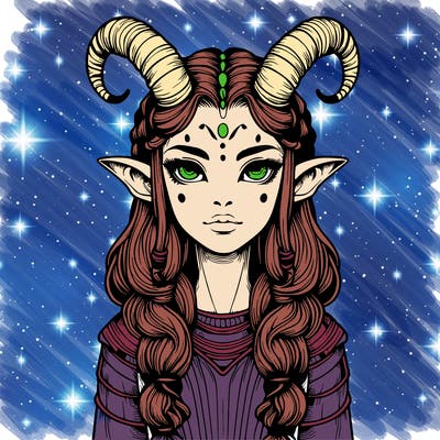 realistic alien girl with horns