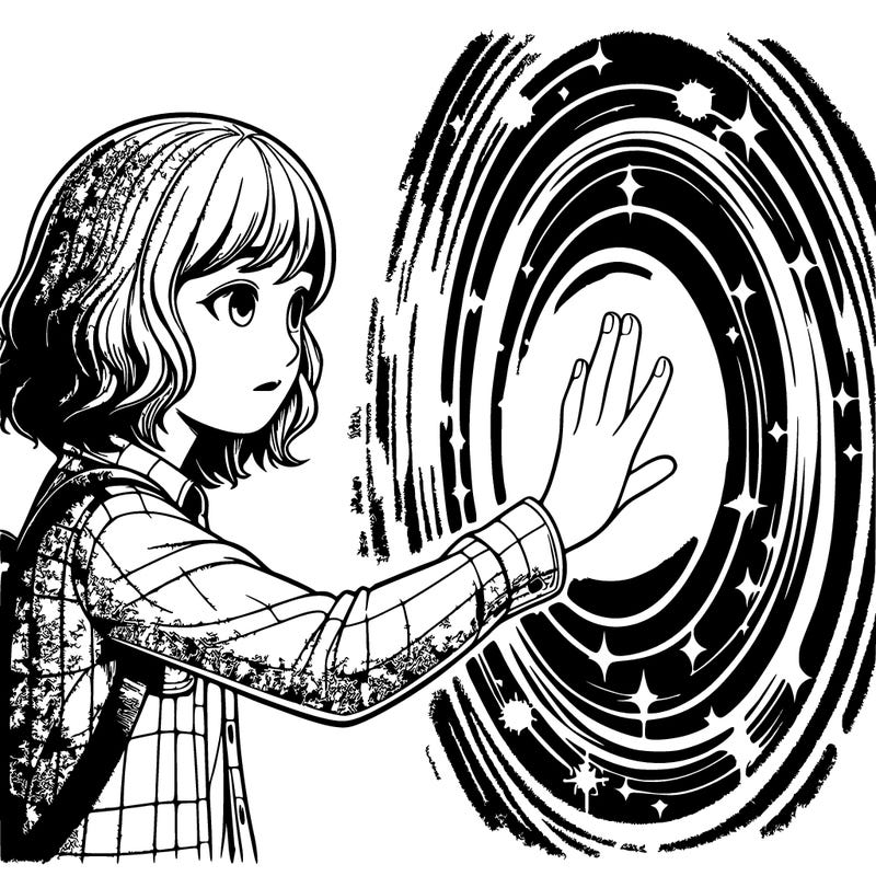 realistic girl reaching out a hand in a portal