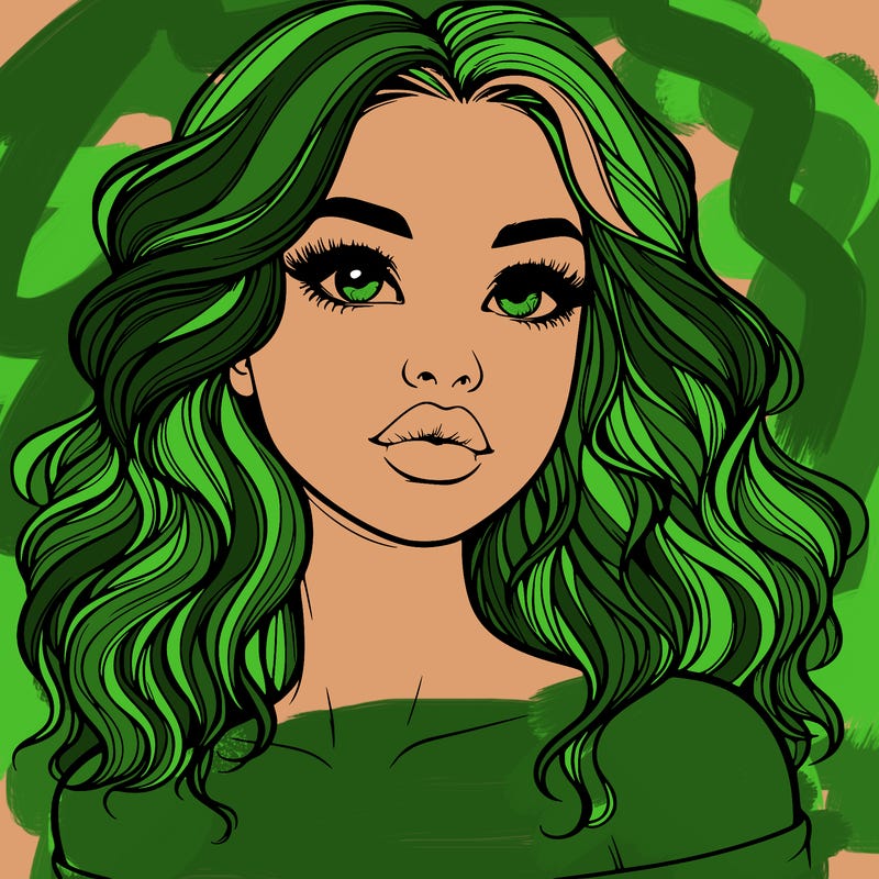 realistic girl with wavy hair and lips