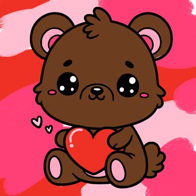 cute teddy bear with a heart in its hand