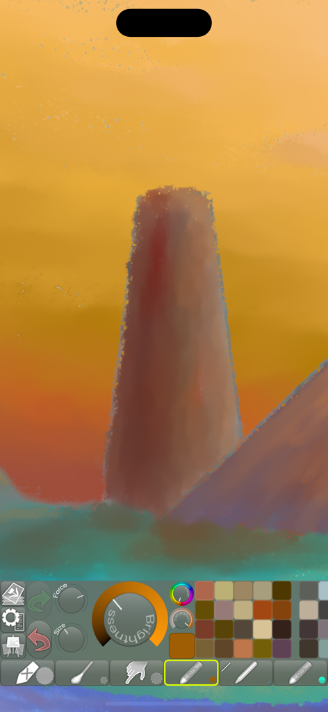 iPastels - Paesaggio digitale e strumenti per artisti nell'interfaccia dell'app iPastels.