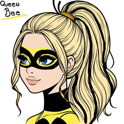 realistic girl with a high ponytail