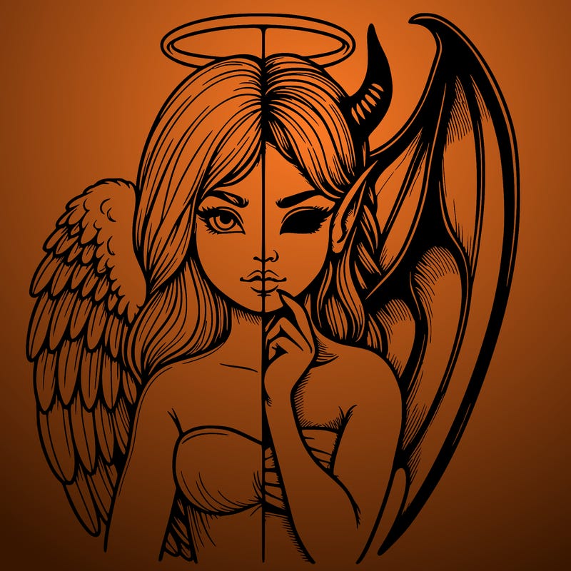 realistic angel half demon