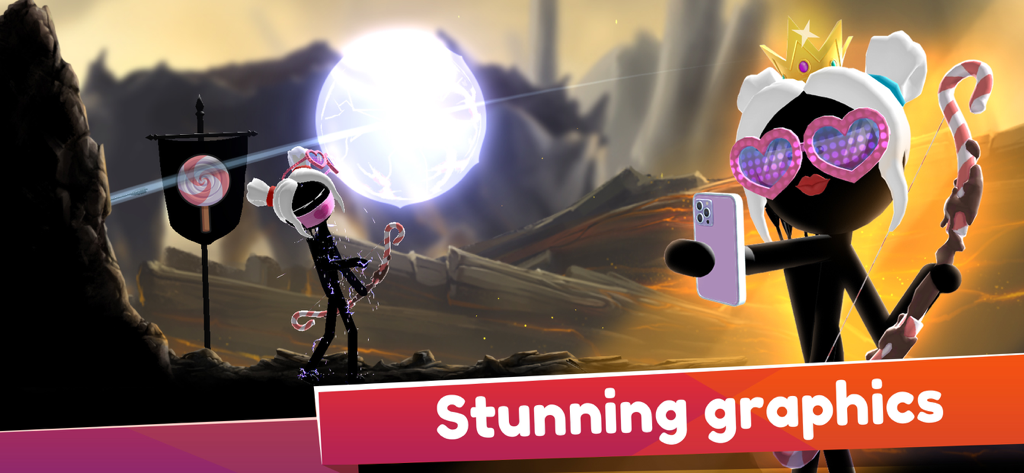 Archers Online: PvP - Customized stickman characters with heart sunglasses and candy cane bows in Archers Online