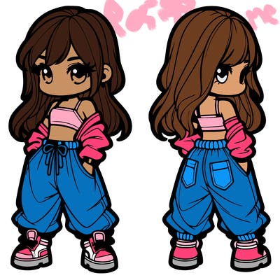 girl in crop top and baggy pants