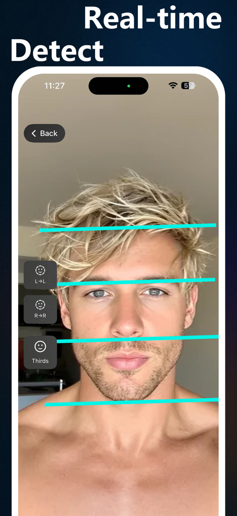 Real time facial symmetry detection and analysis on a smartphone screen using the Symmi Face app
