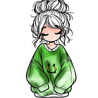 girl with baggy sweatshirt and messy bun