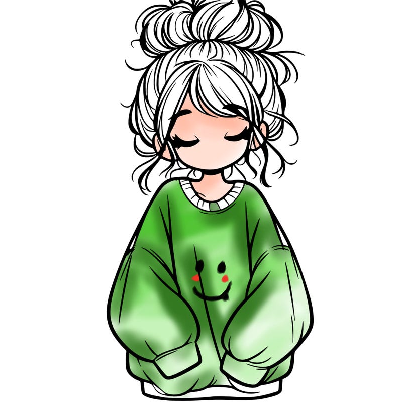 girl with baggy sweatshirt and messy bun