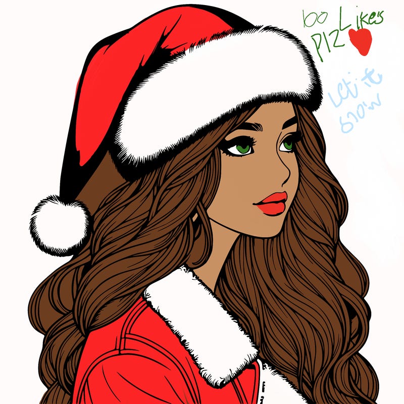 realistic girl in santa hat